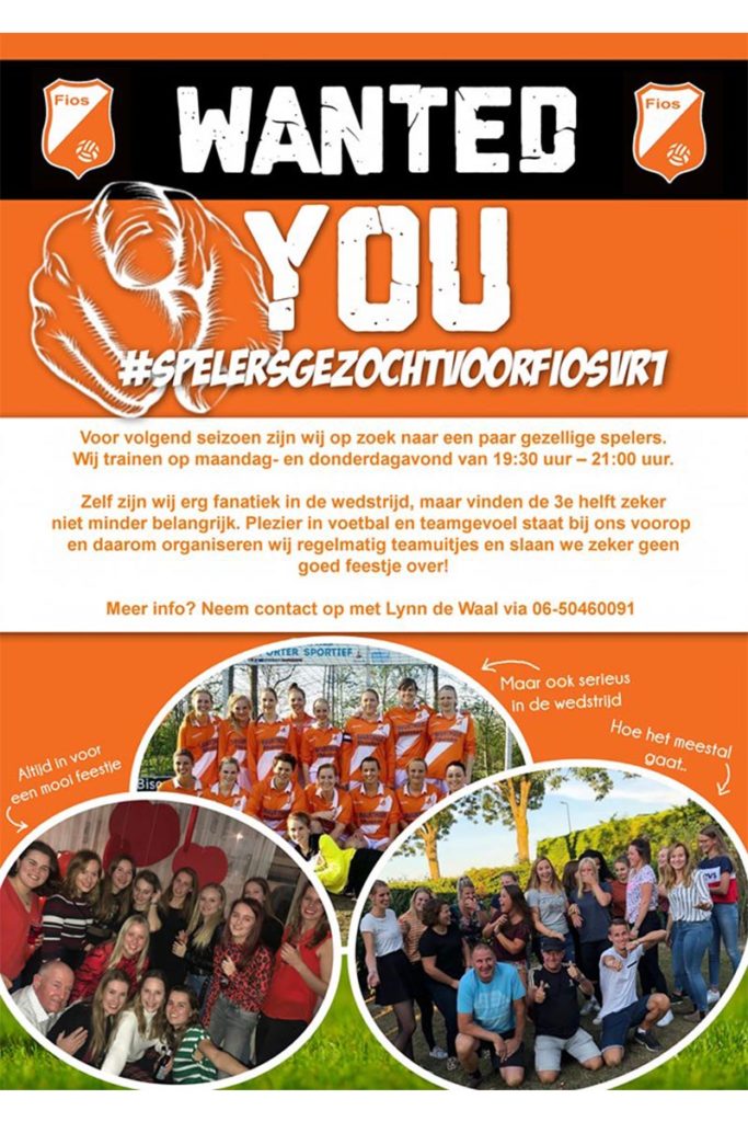 Spelers gezocht voor FIOS Dames 1
